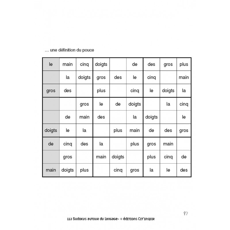 113 sudokus autour du langage