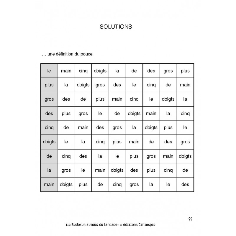 113 sudokus autour du langage