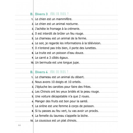 Vrai ou faux
