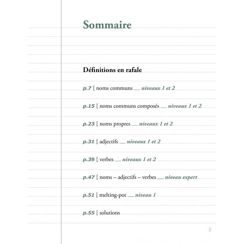 Définitions en rafale