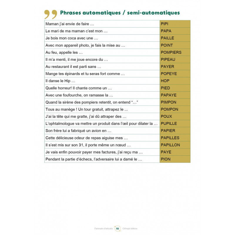 Partenaire d'articulés